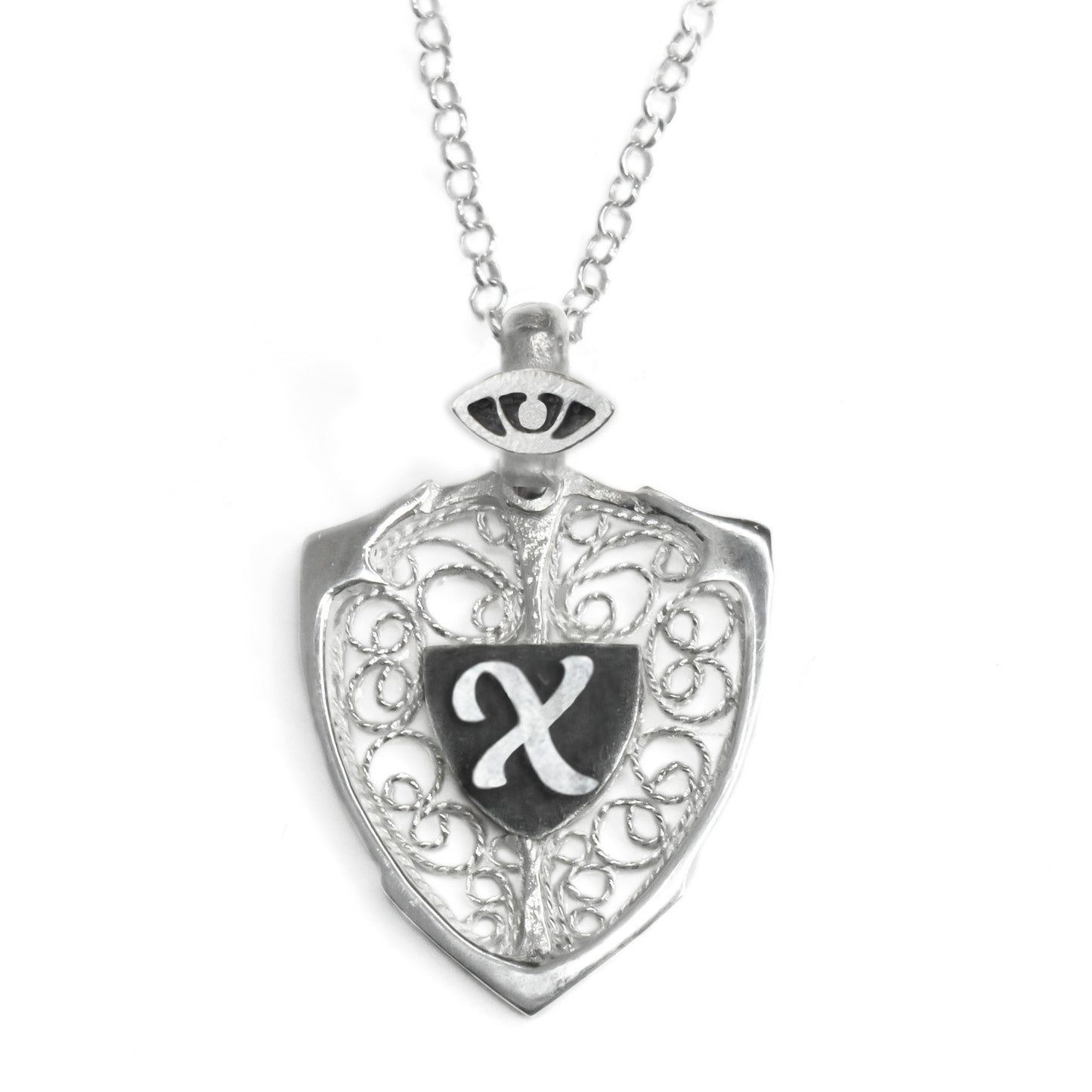 X HARFLİ KALKAN KOLYE - 7 SEMBOLDEN BİRİ İLE KİŞİSELLEŞTİRİN