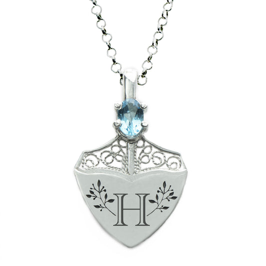 SKY BLUE TOPAZ & KALKAN KOLYE - HARFLER ile KİŞİSELLEŞTİRİLİR