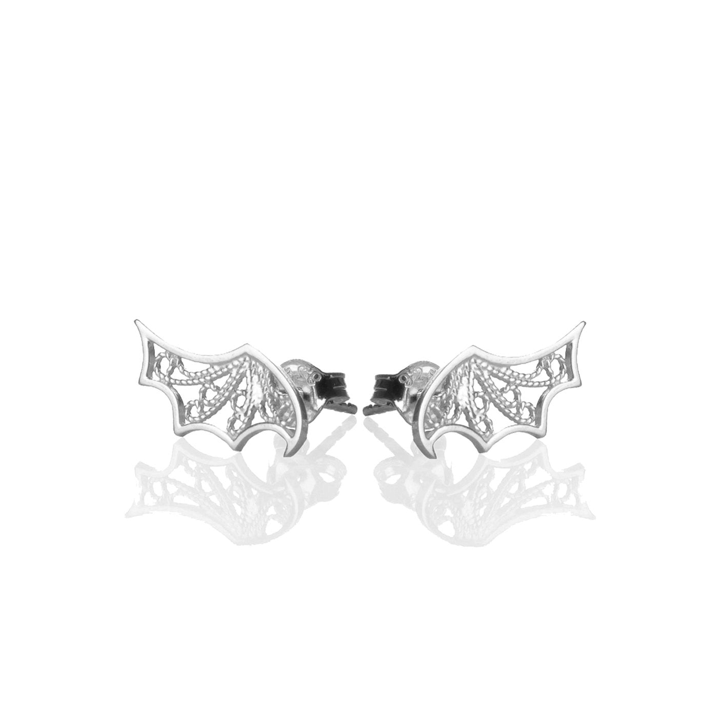 DEVOLO KANAT KÜPE - GÜMÜŞ GRİ, Luft Çağdaş Telkari Takı Atölyesi, Gümüş Altın Değerli Taş, Comtemporary Filigree Jewelry, Gold Sterling Silver Gemstones