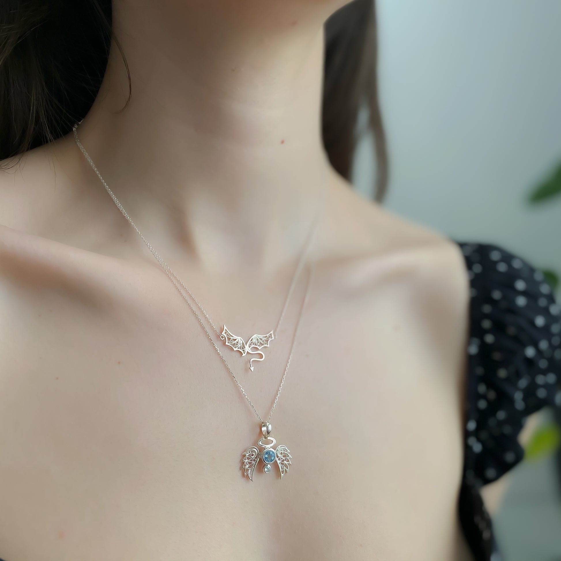 DEVOLO KOLYE - GÜMÜŞ GRİ, Luft Çağdaş Telkari Takı Atölyesi, Gümüş Altın Değerli Taş, Comtemporary Filigree Jewelry, Gold Sterling Silver Gemstones