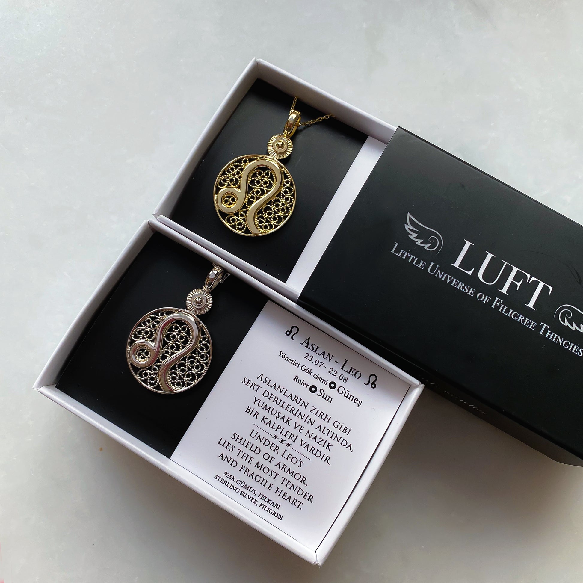 ASLAN KOLYE - GÜMÜŞ GRİ, Luft Çağdaş Telkari Takı Atölyesi, Gümüş Altın Değerli Taş, Comtemporary Filigree Jewelry, Gold Sterling Silver Gemstones