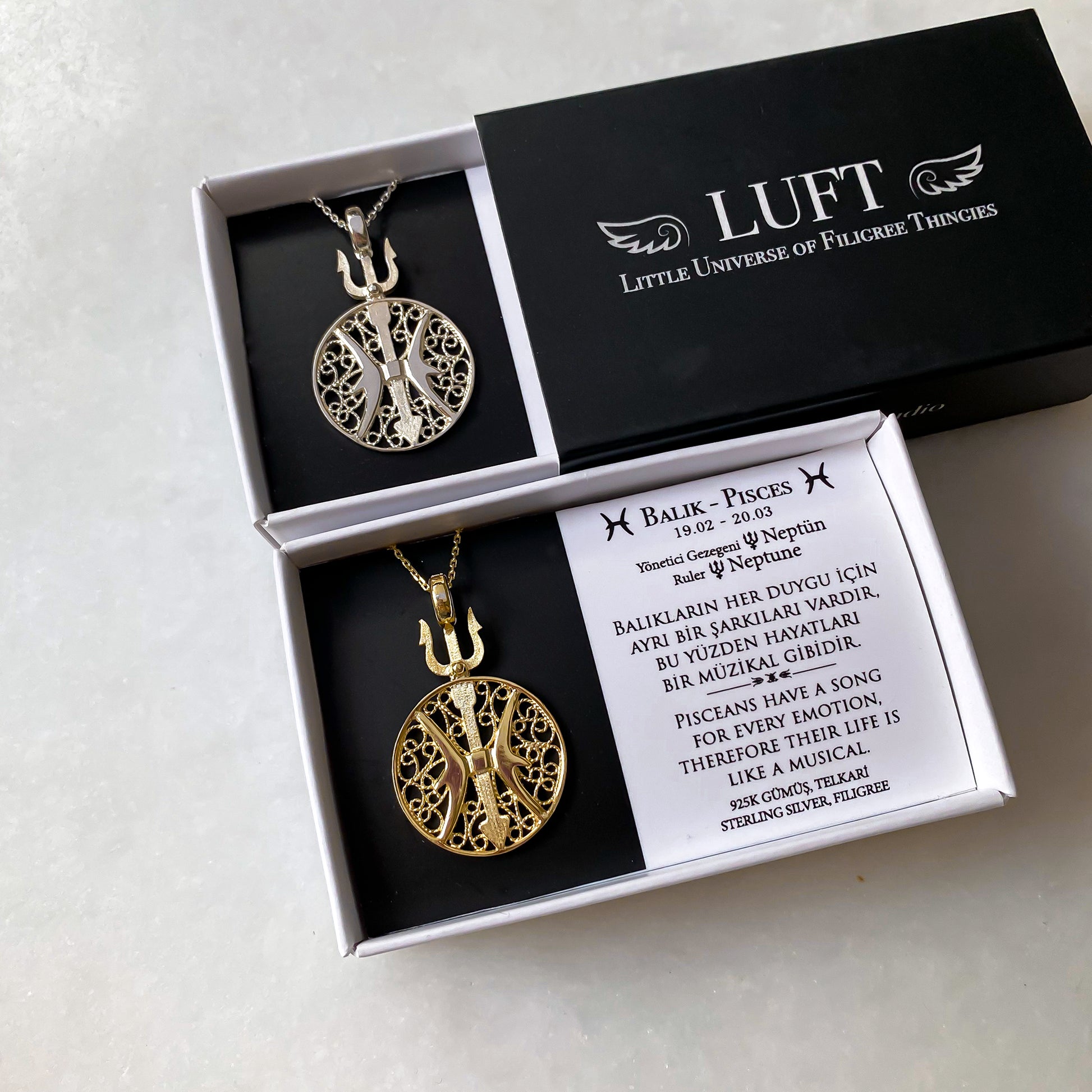 BALIK KOLYE - GÜMÜŞ GRİ, Luft Çağdaş Telkari Takı Atölyesi, Gümüş Altın Değerli Taş, Comtemporary Filigree Jewelry, Gold Sterling Silver Gemstones