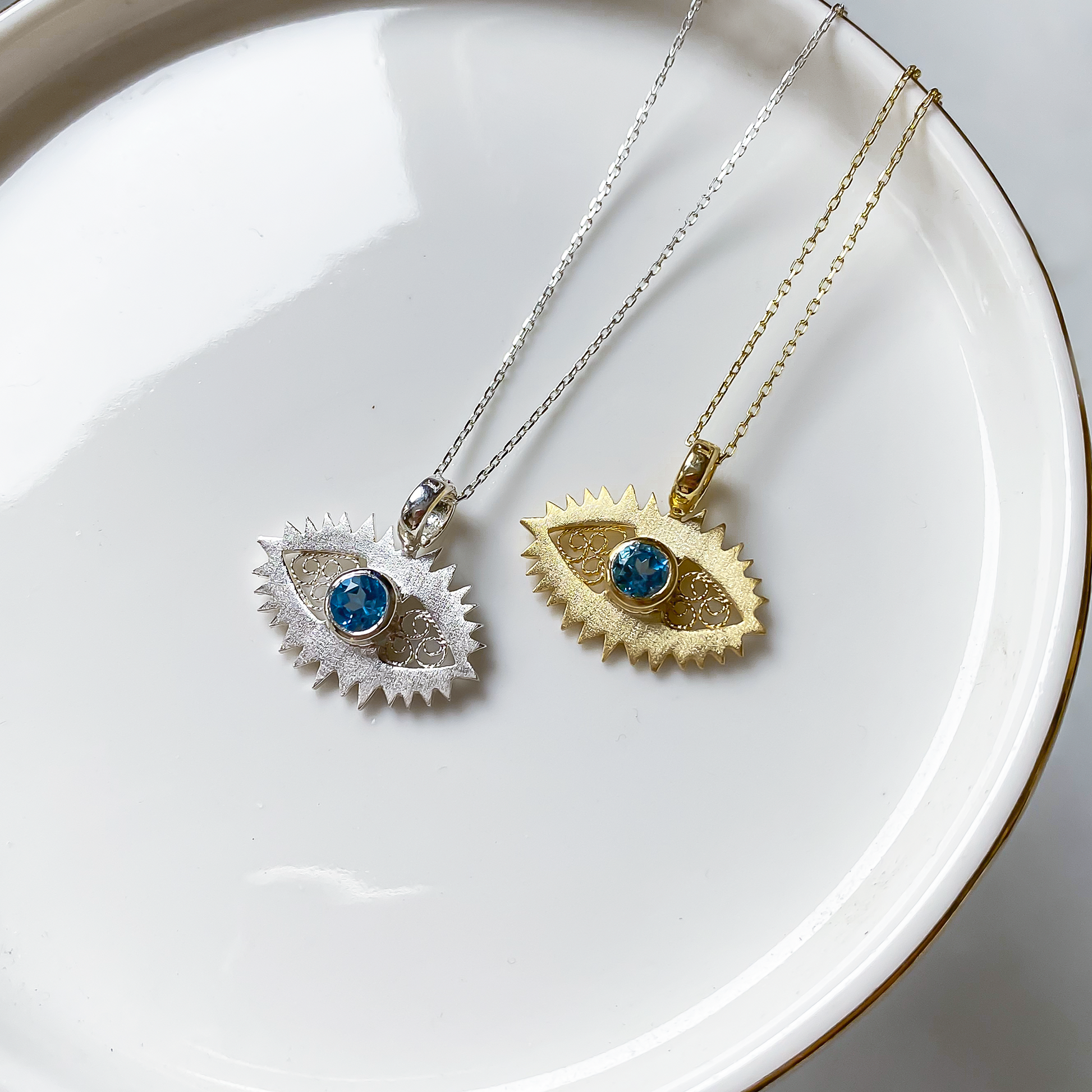 EVIL EYE KOLYE - GÜMÜŞ GRİ, LUFT Çağdaş Telkari Takı 