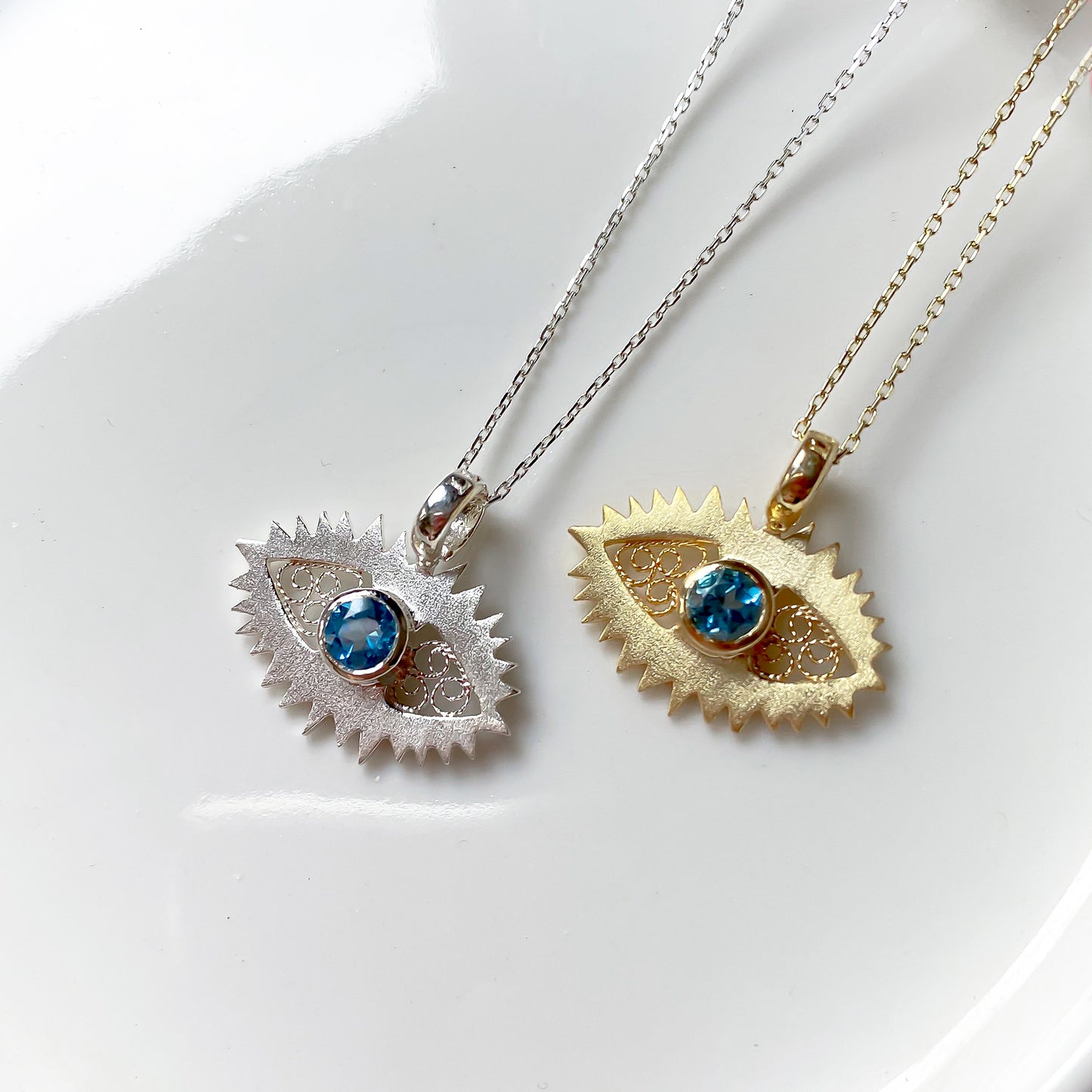 EVIL EYE KOLYE - GÜMÜŞ GRİ, LUFT Çağdaş Telkari Takı 