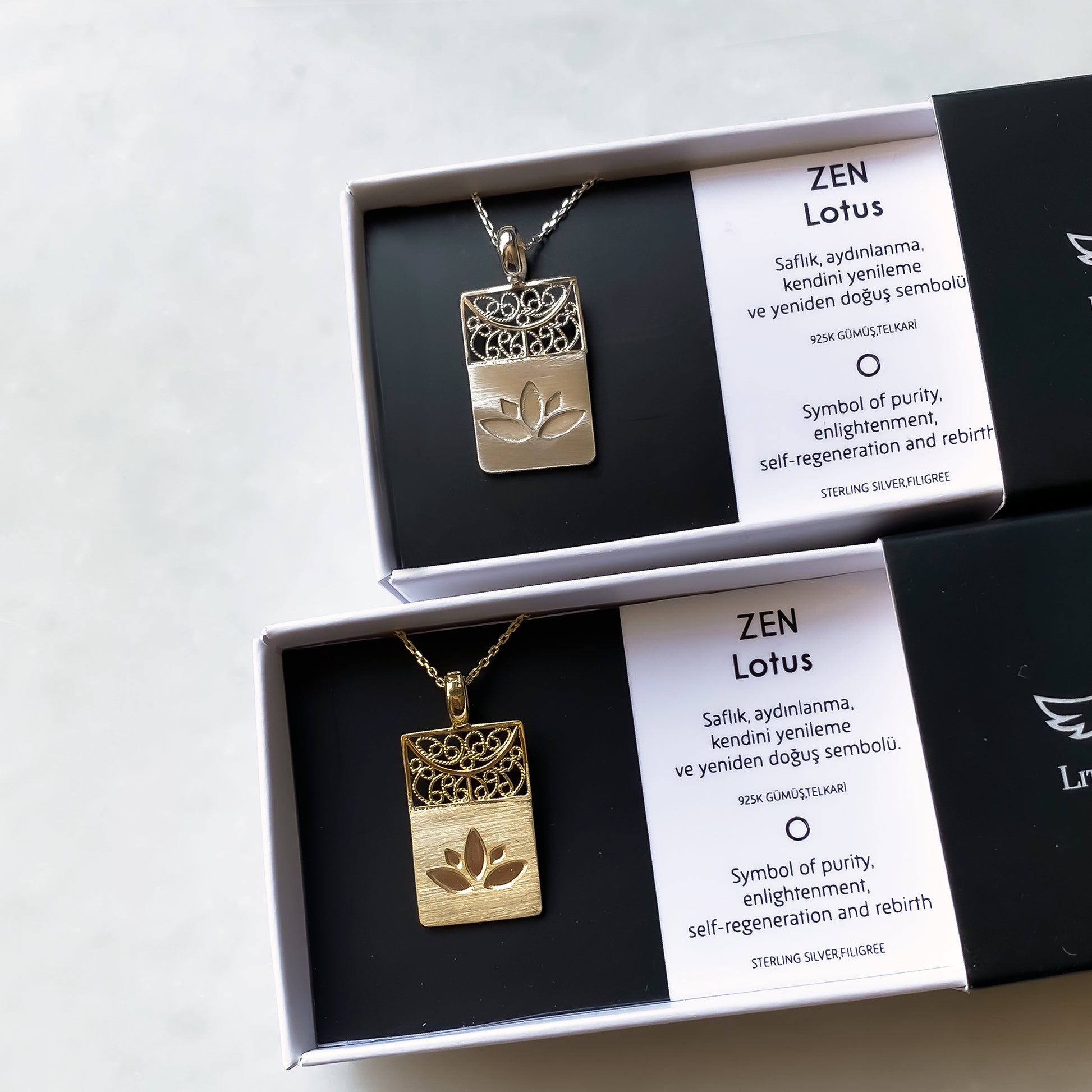 ZEN LOTUS KOLYE - GÜMÜŞ GRİ, LUFT Çağdaş Telkari Takı 